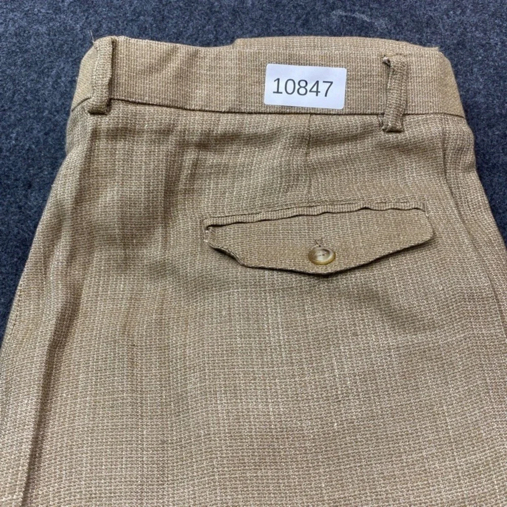 Claiborne Dress Pants Men 38R Tan Linen Blend Double Pleated Cuffed Trousers